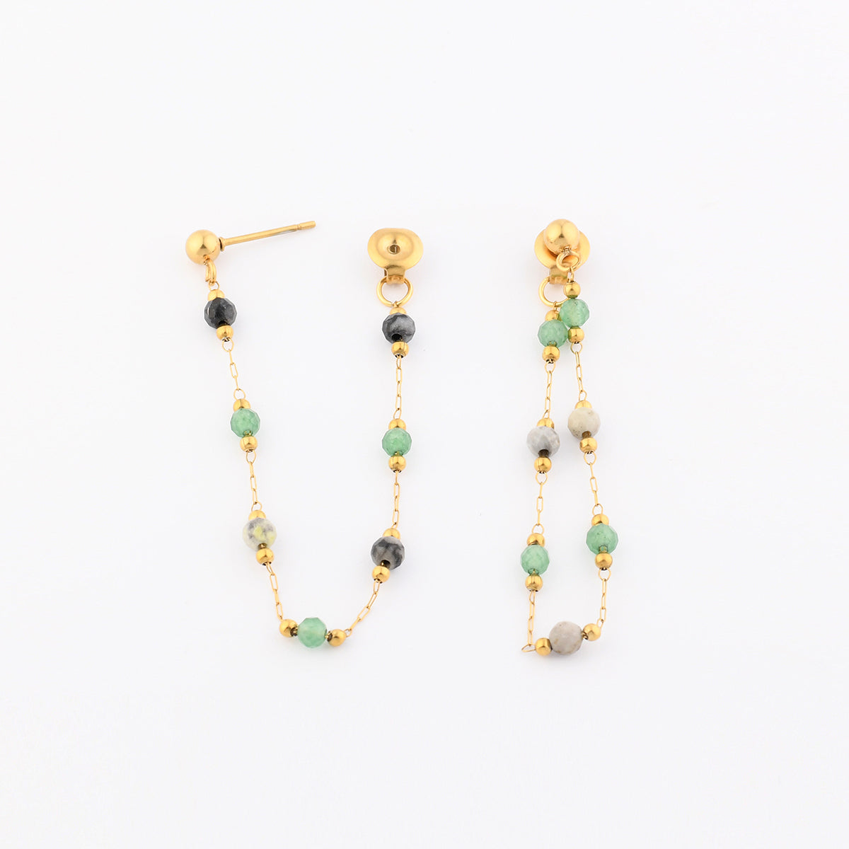 Boucles d'oreilles chaîne acier inoxydable et pierre