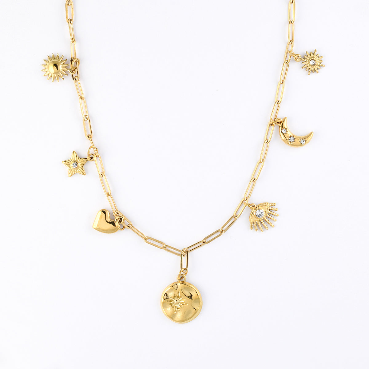 Collier maillons à charms en acier inoxydable