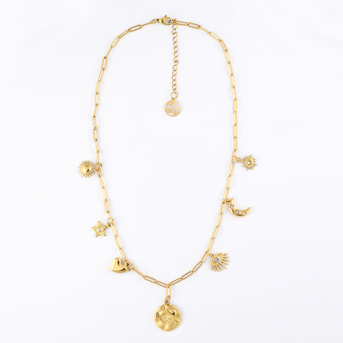 Collier maillons à charms en acier inoxydable