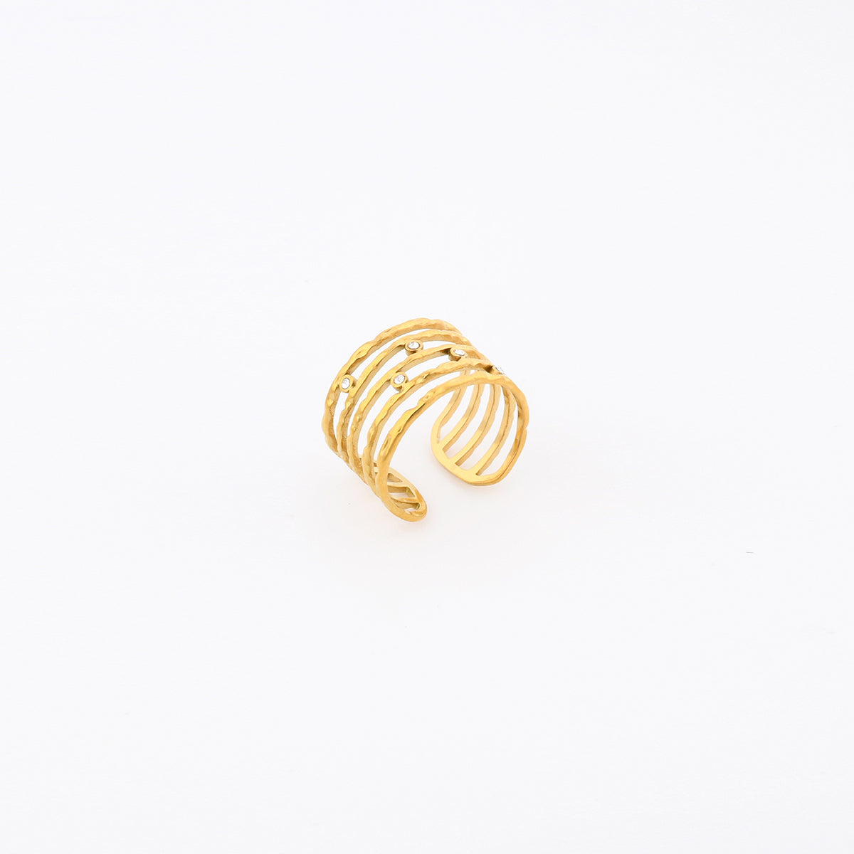 Bague multi rangs en acier inoxydable avec strass