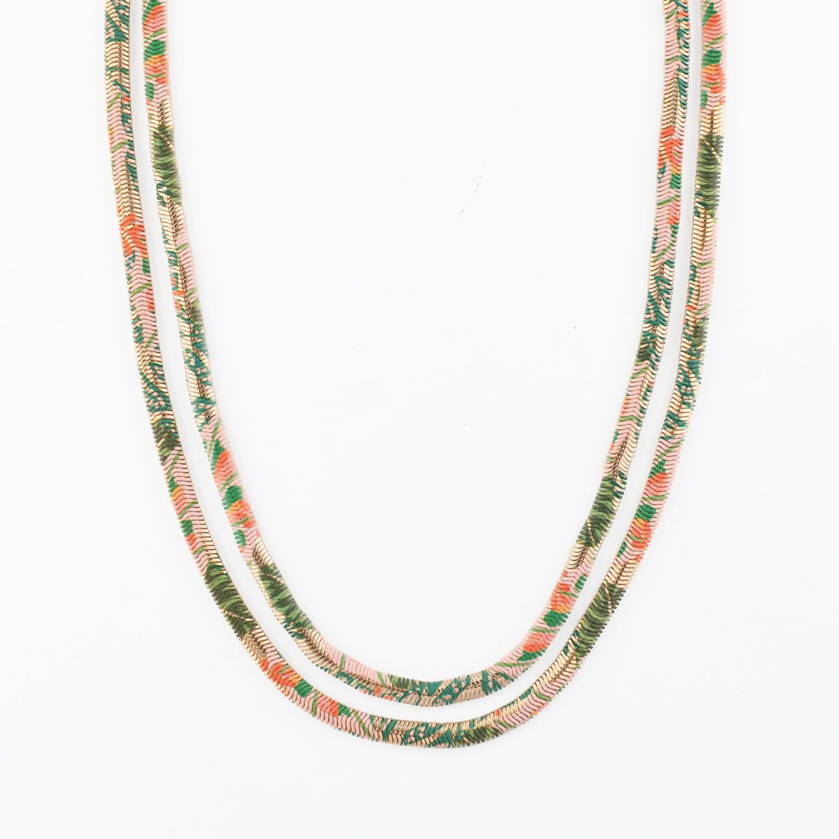 Collier 2 rangs Balagane à imprimé tropical