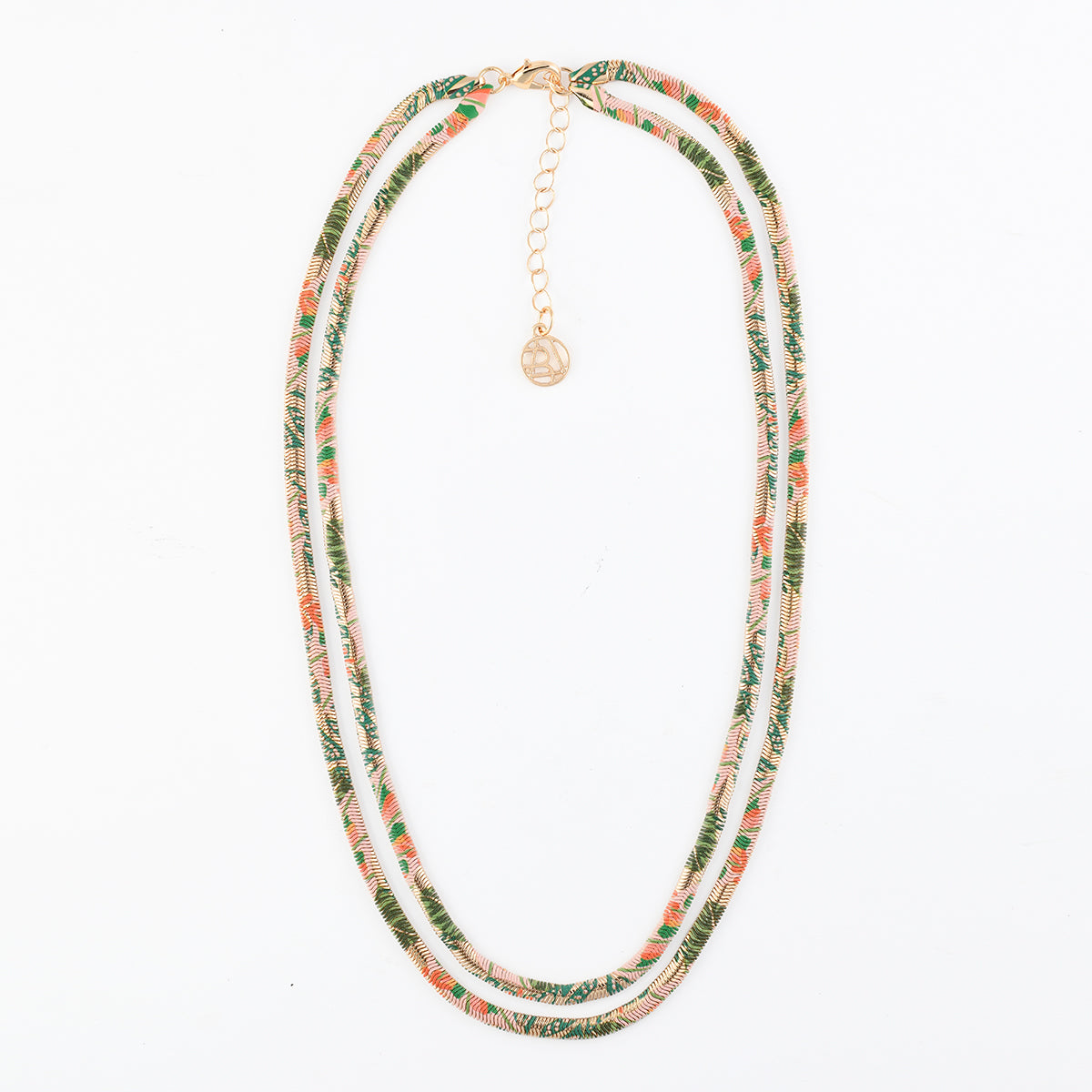 Collier 2 rangs Balagane à imprimé tropical
