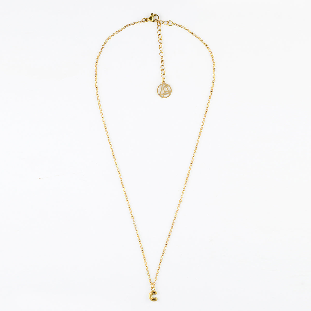 Collier à pendentif lettre C acier inoxydable