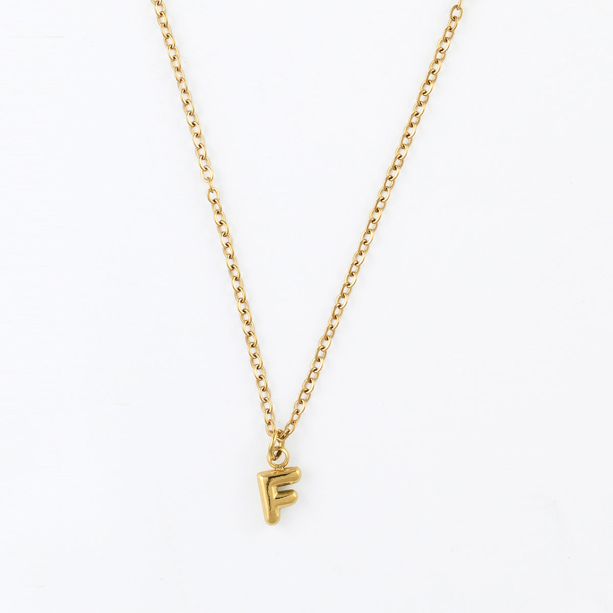 Collier à pendentif lettre F acier inoxydable