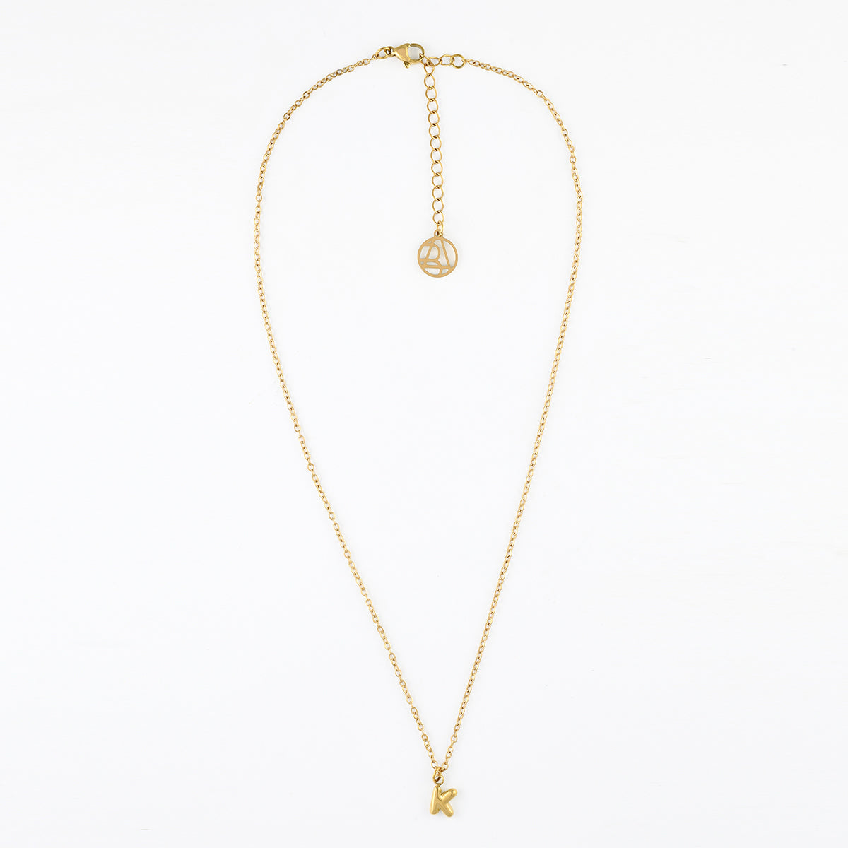 Collier à pendentif lettre K acier inoxydable