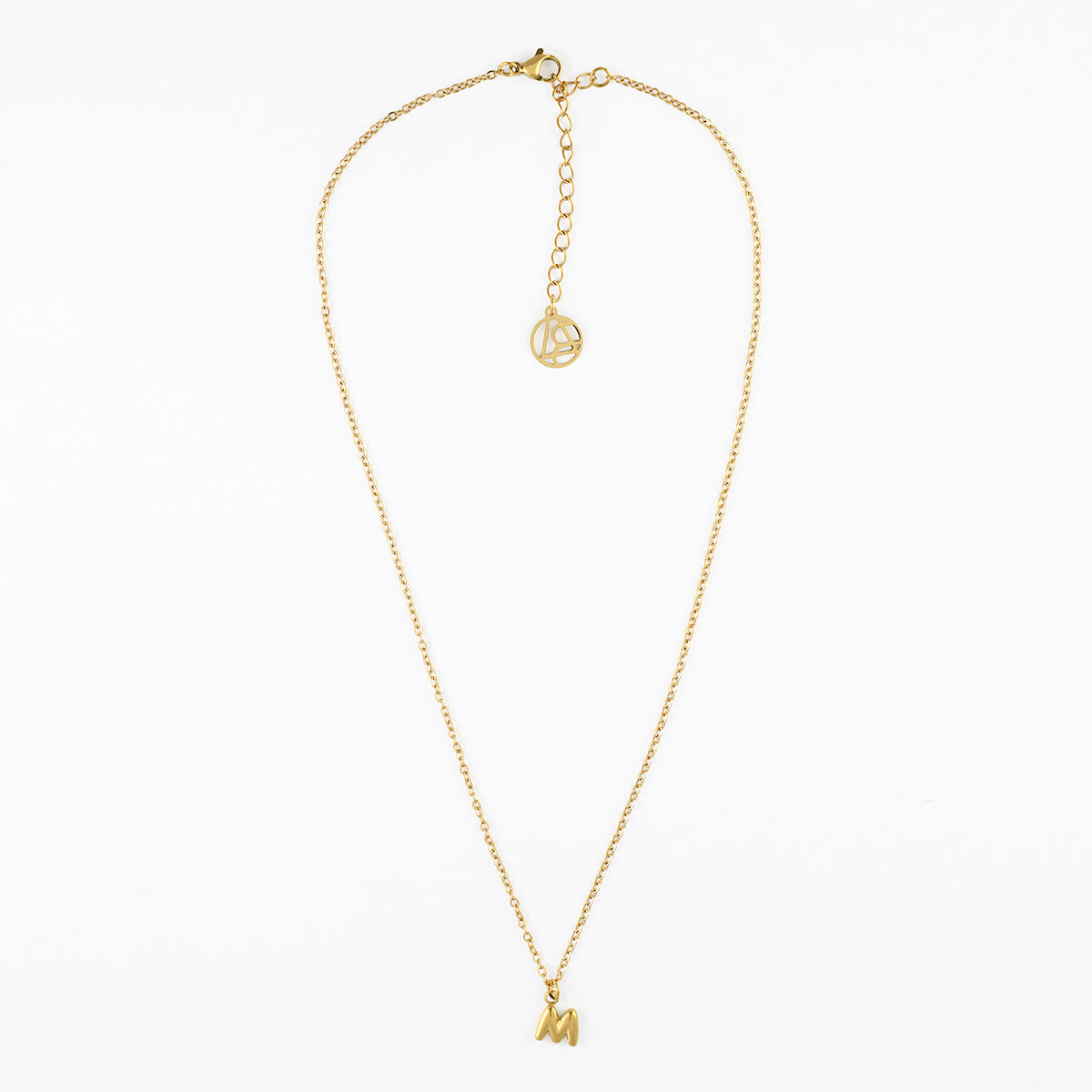 Collier à pendentif lettre M acier inoxydable