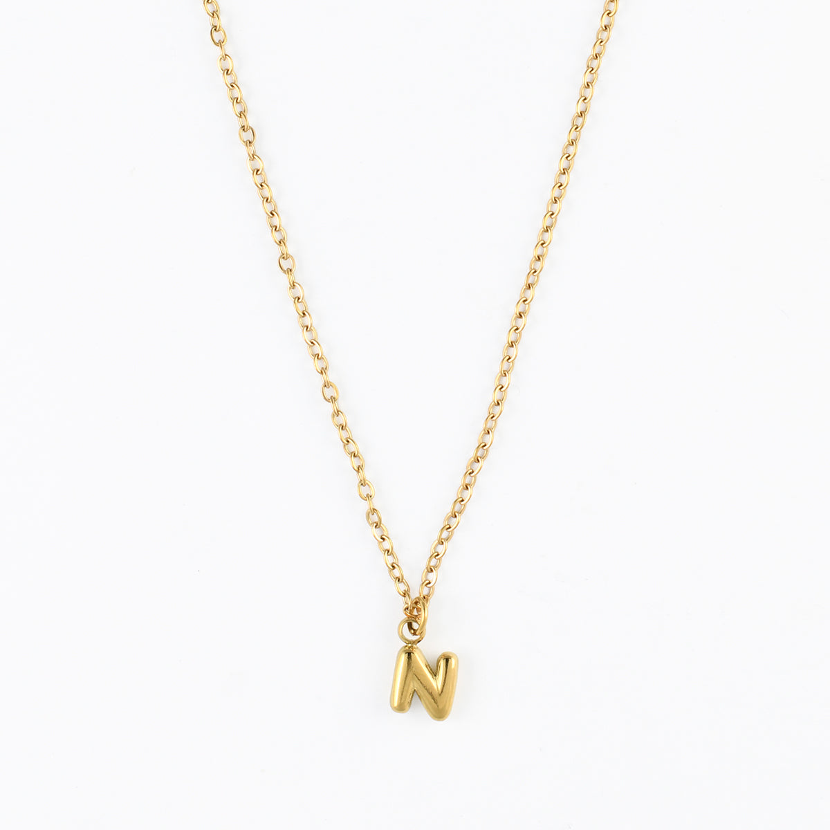 Collier à pendentif lettre N acier inoxydable