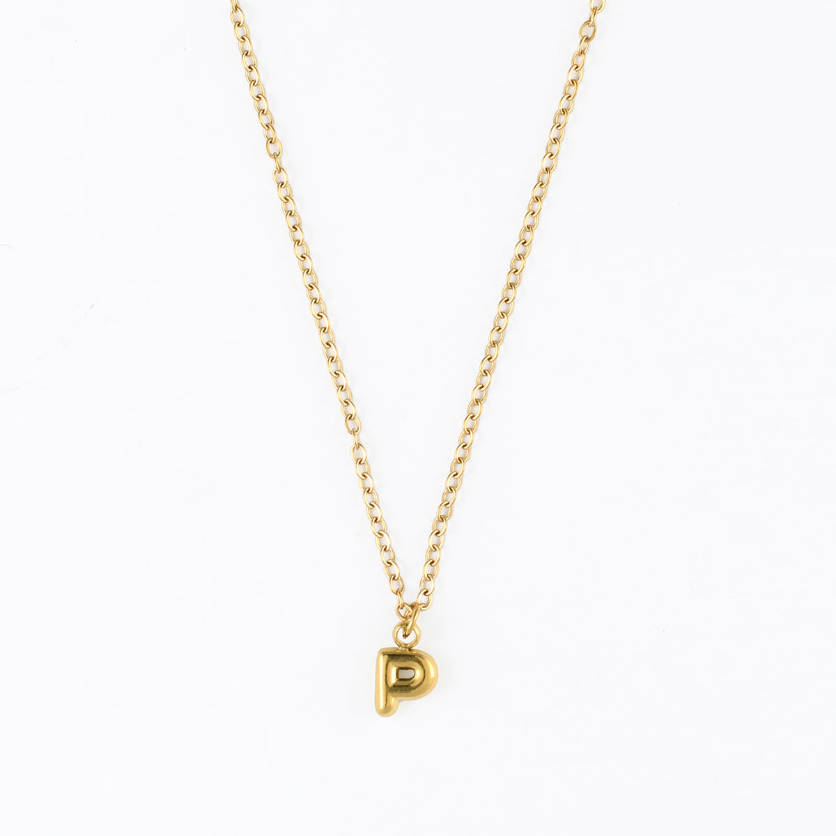Collier à pendentif lettre P acier inoxydable