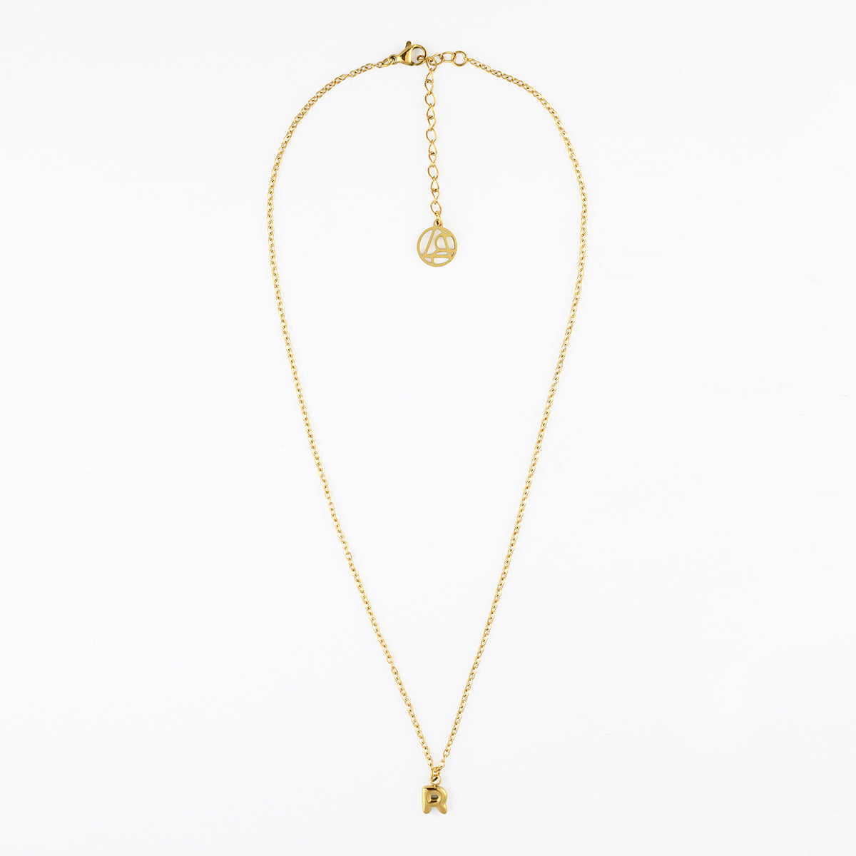 Collier à pendentif lettre R acier inoxydable