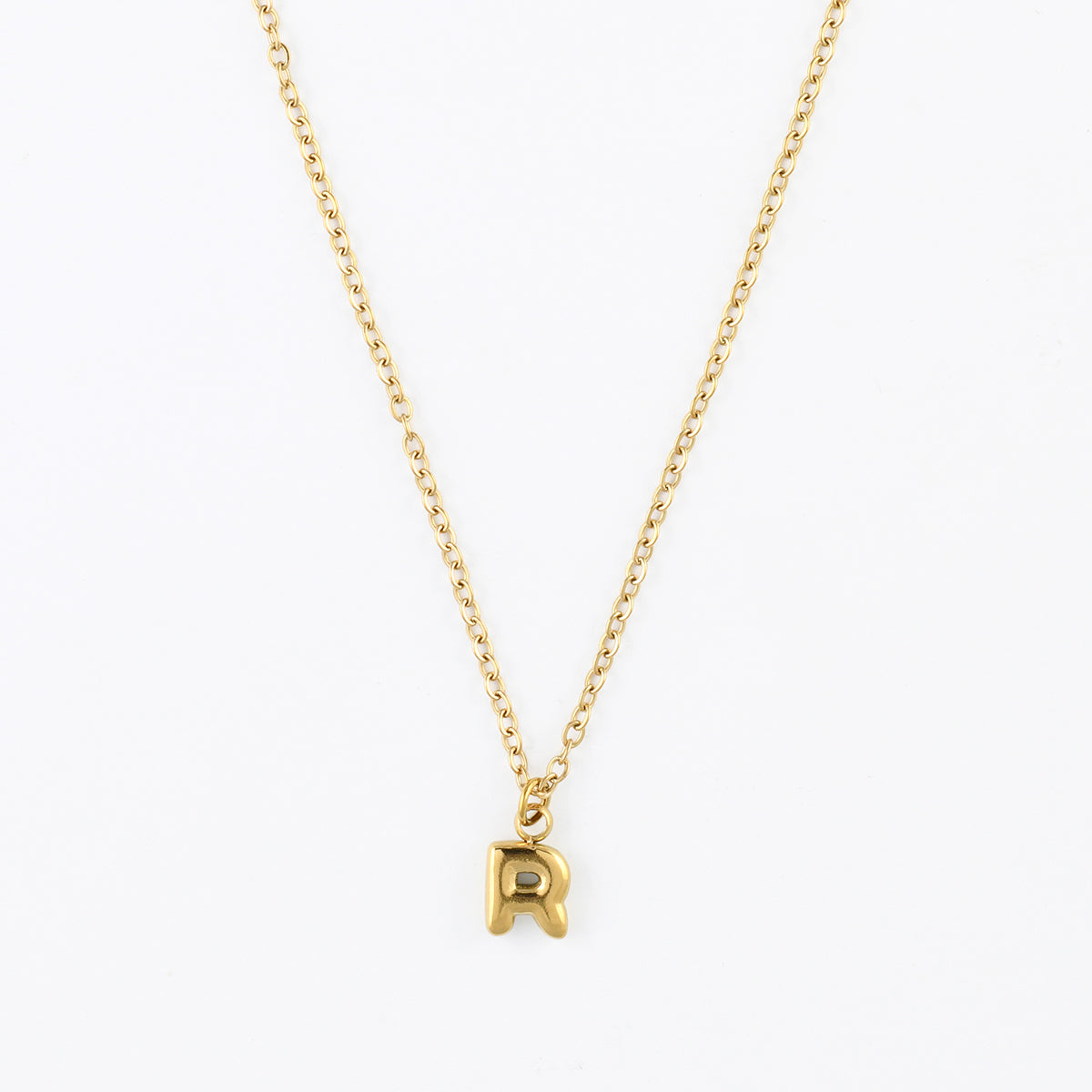 Collier à pendentif lettre R acier inoxydable