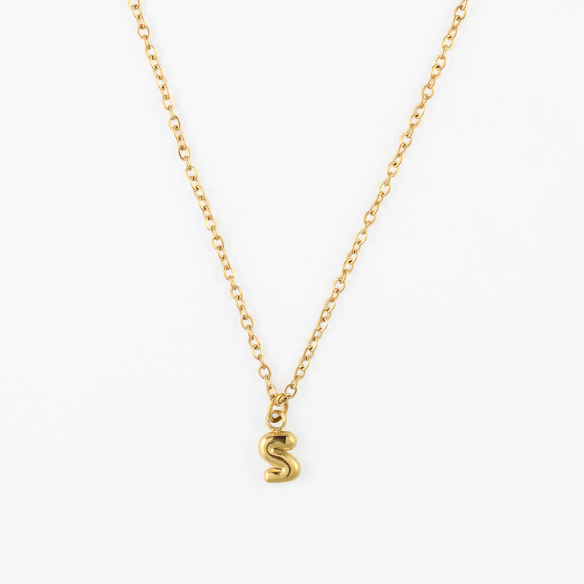 Collier à pendentif lettre S acier inoxydable
