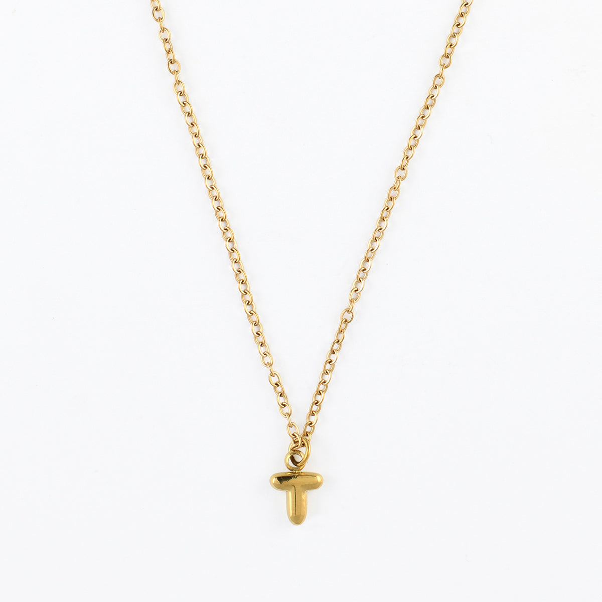 Collier à pendentif lettre T acier inoxydable