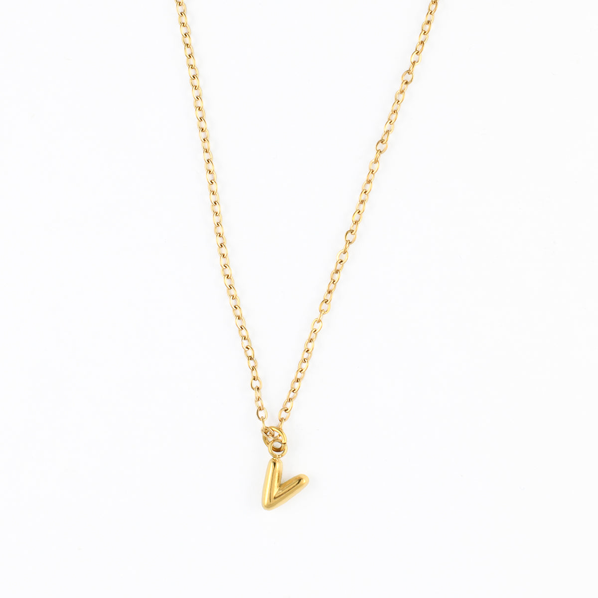 Collier à pendentif lettre V acier inoxydable