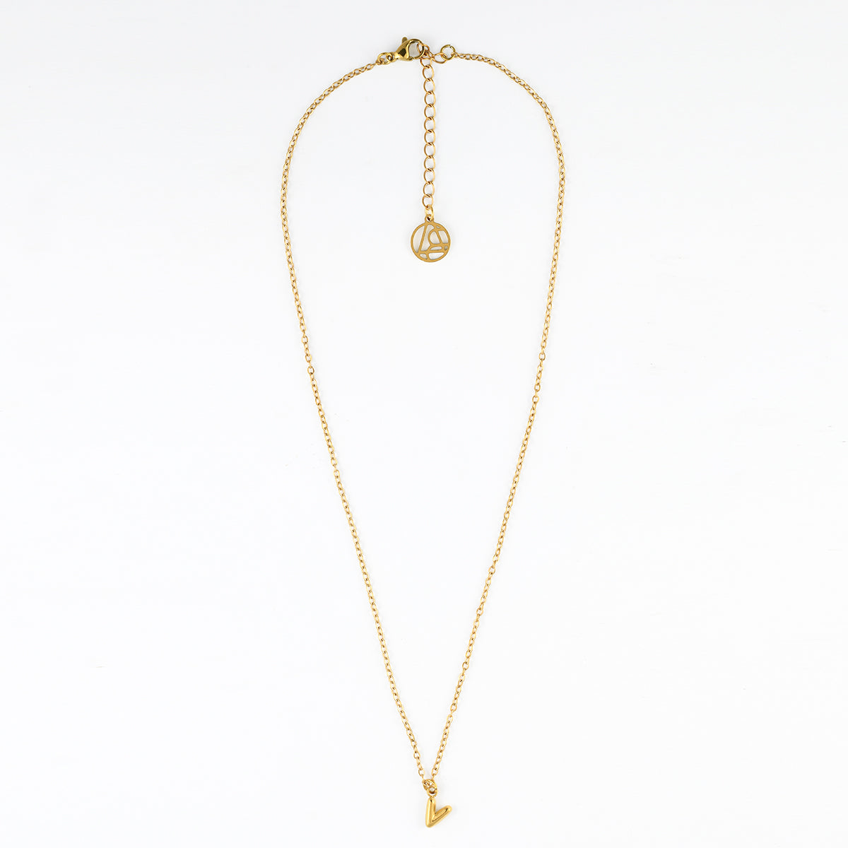 Collier à pendentif lettre V acier inoxydable