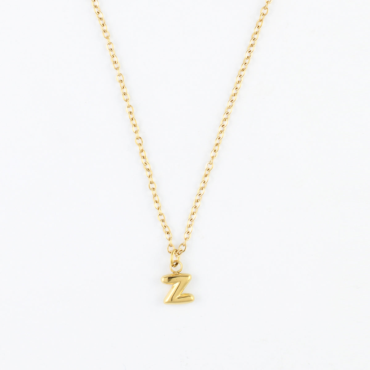 Collier à pendentif lettre Z acier inoxydable