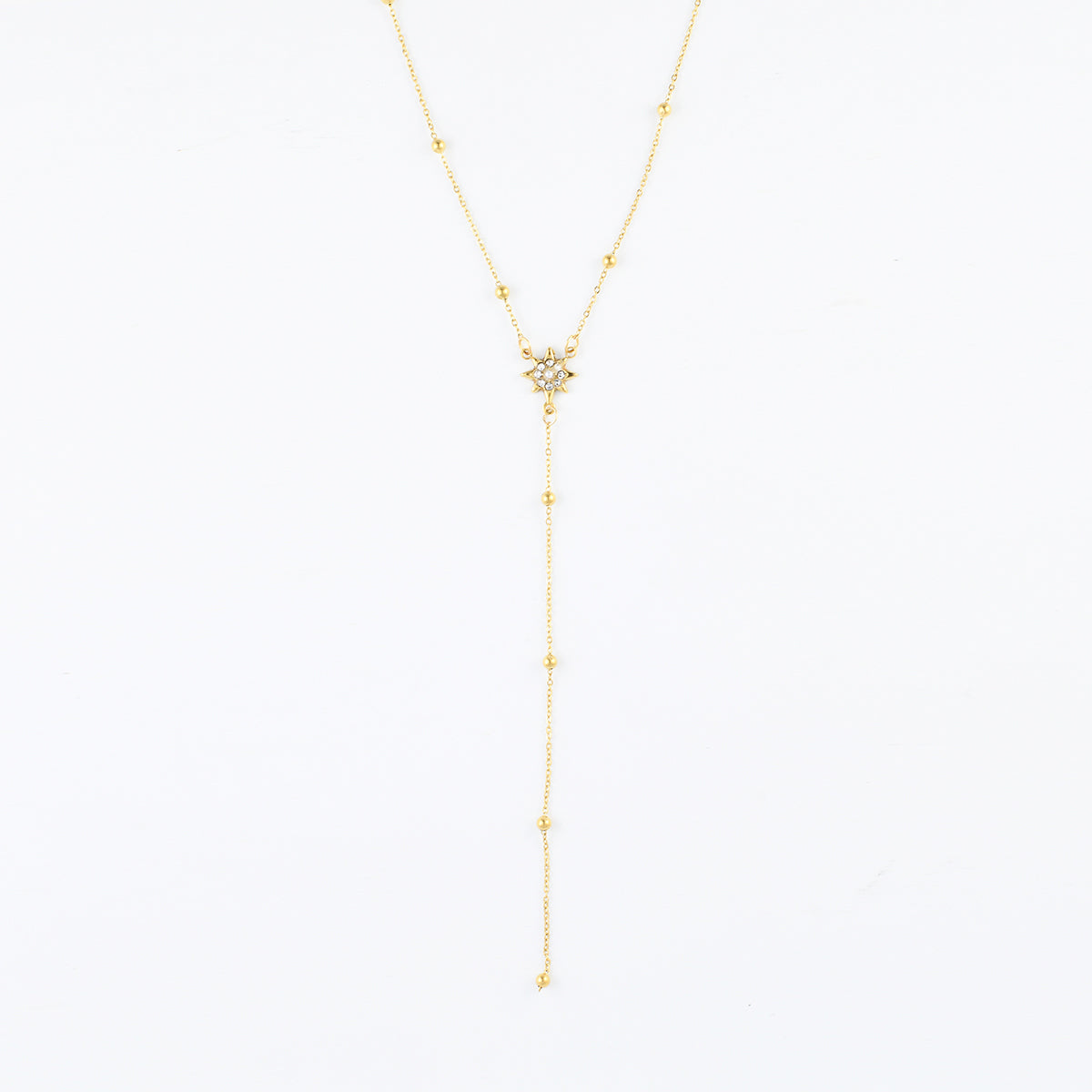 Collier chaîne Y acier inoxydable et étoile strassée