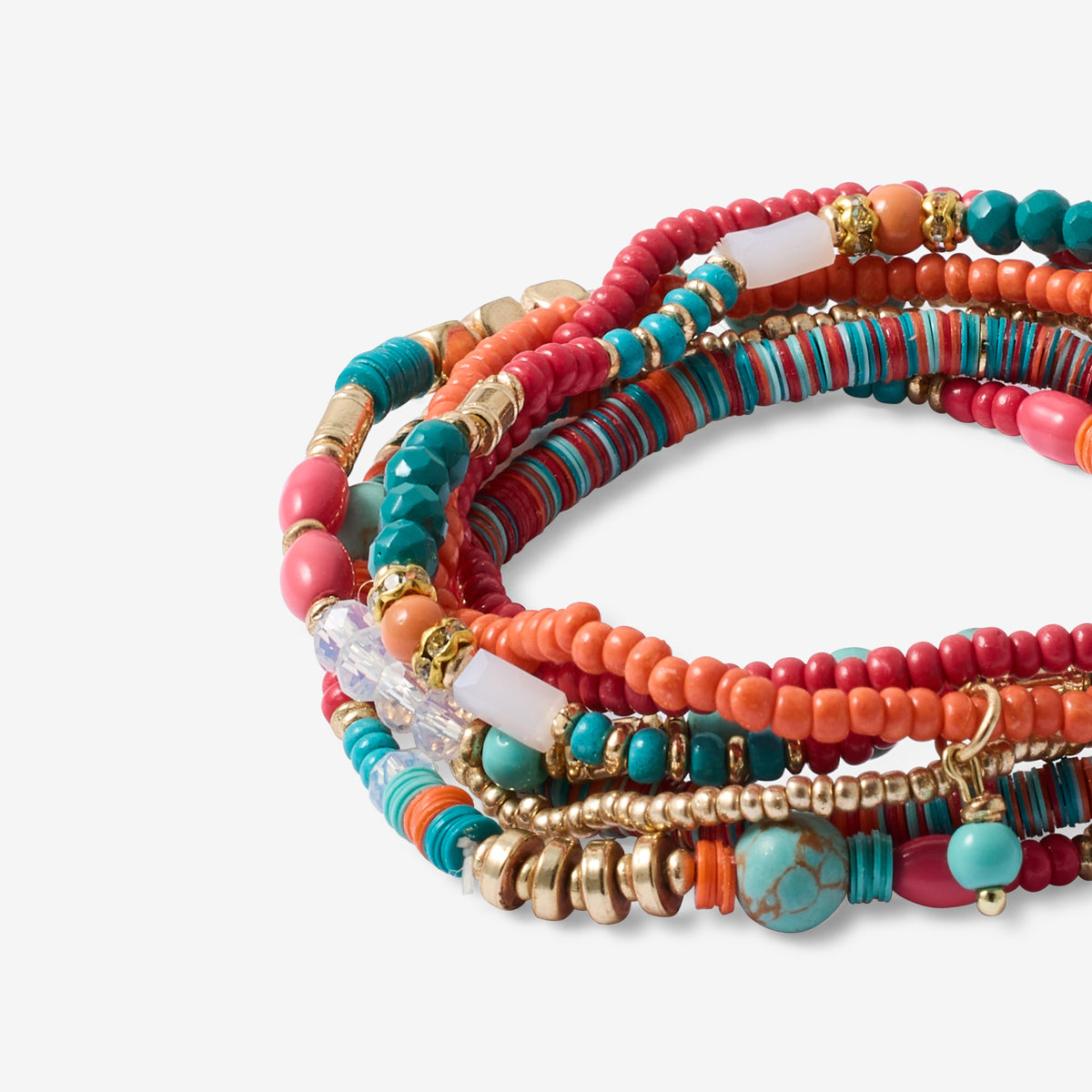 Set de 7 bracelets de perles fantaisie multicolores