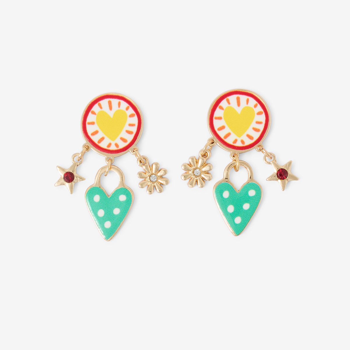 Boucles d'oreilles pendantes charms cœur