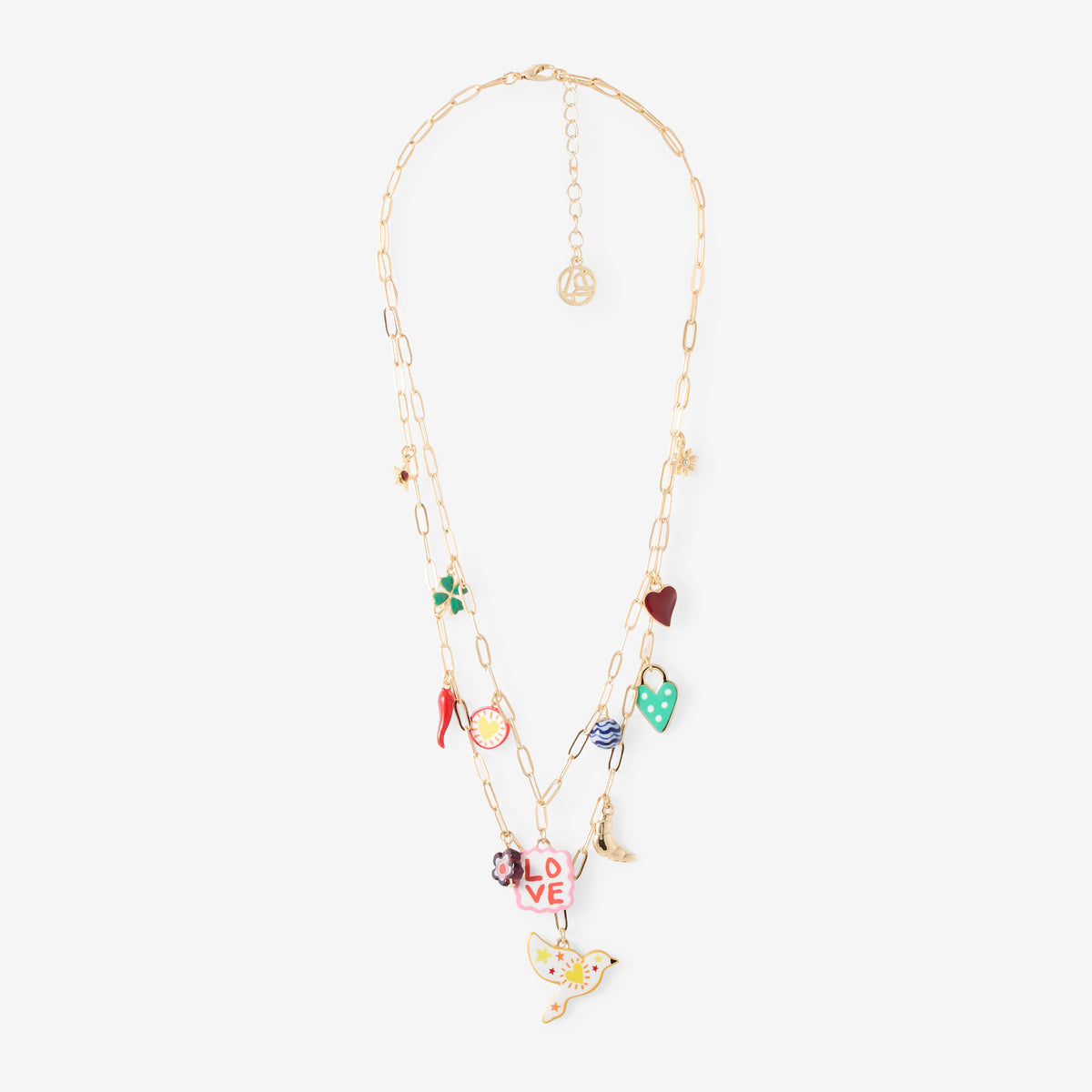 Collier chaîne 2 rangs à charms