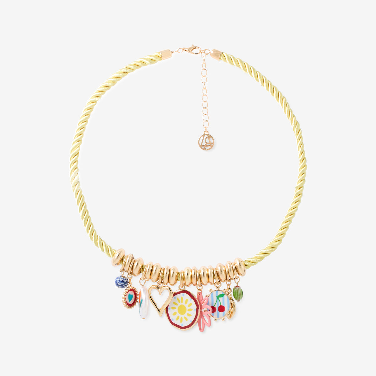 Collier cordon à charms assortis effet porcelaine