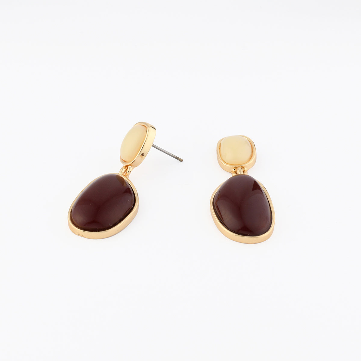 Boucles d'oreilles pendantes ivoire et marron