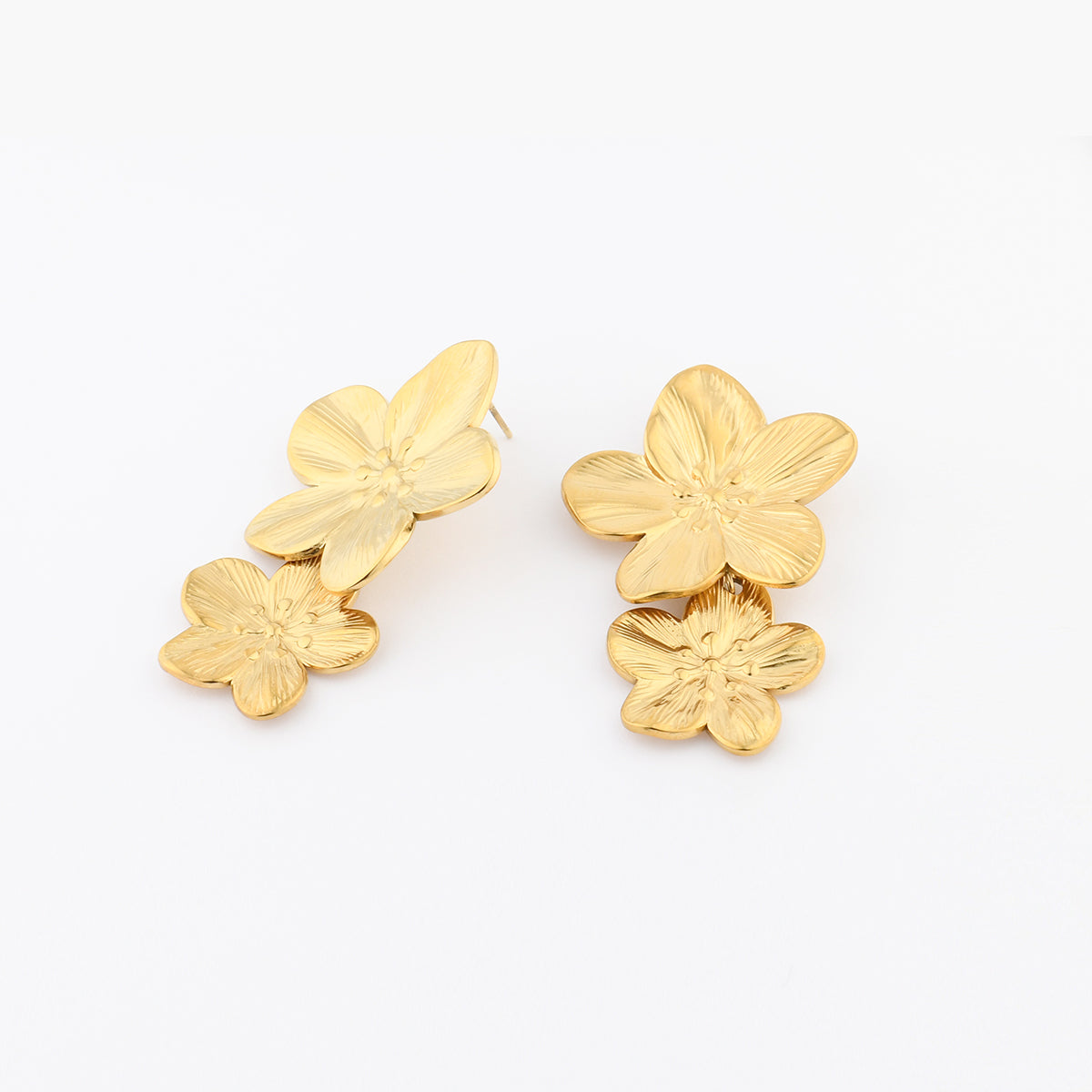 Boucles d'oreilles 2 fleurs Acier inoxydable