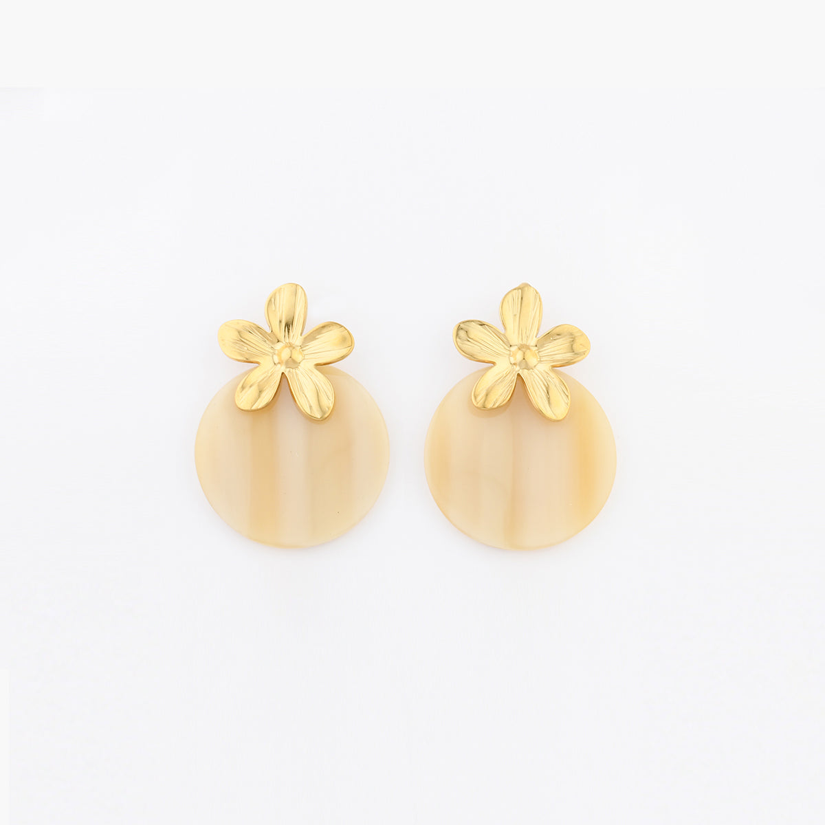 Boucles d'oreilles disque et fleur