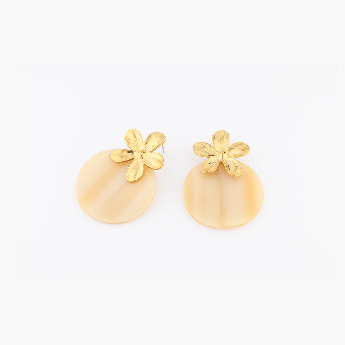 Boucles d'oreilles disque et fleur