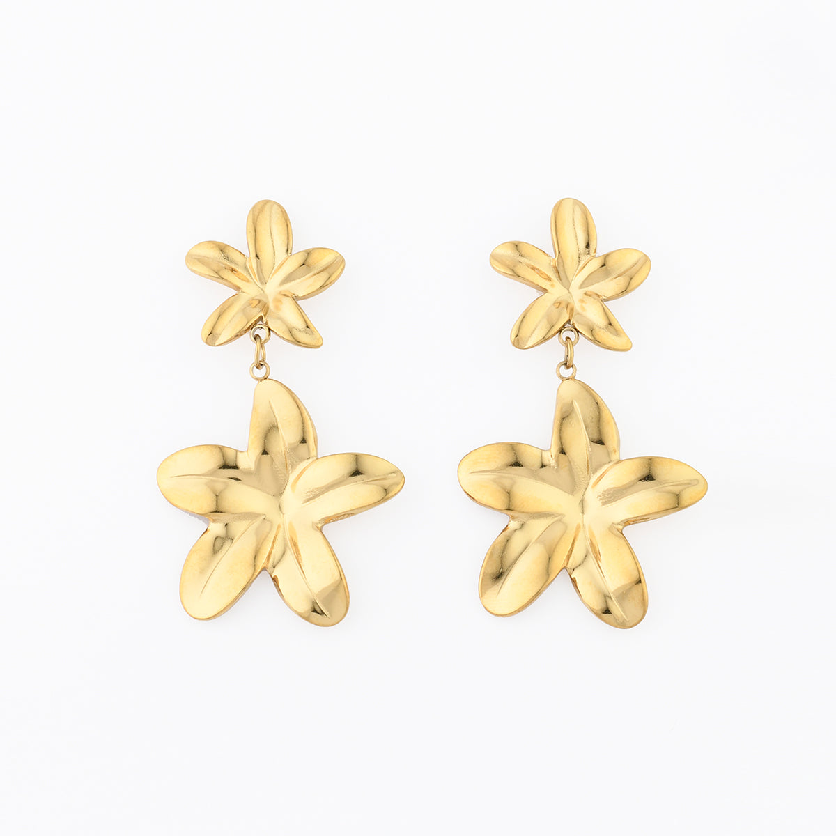 Boucles d'oreilles fleurs tropicales Acier inoxydable