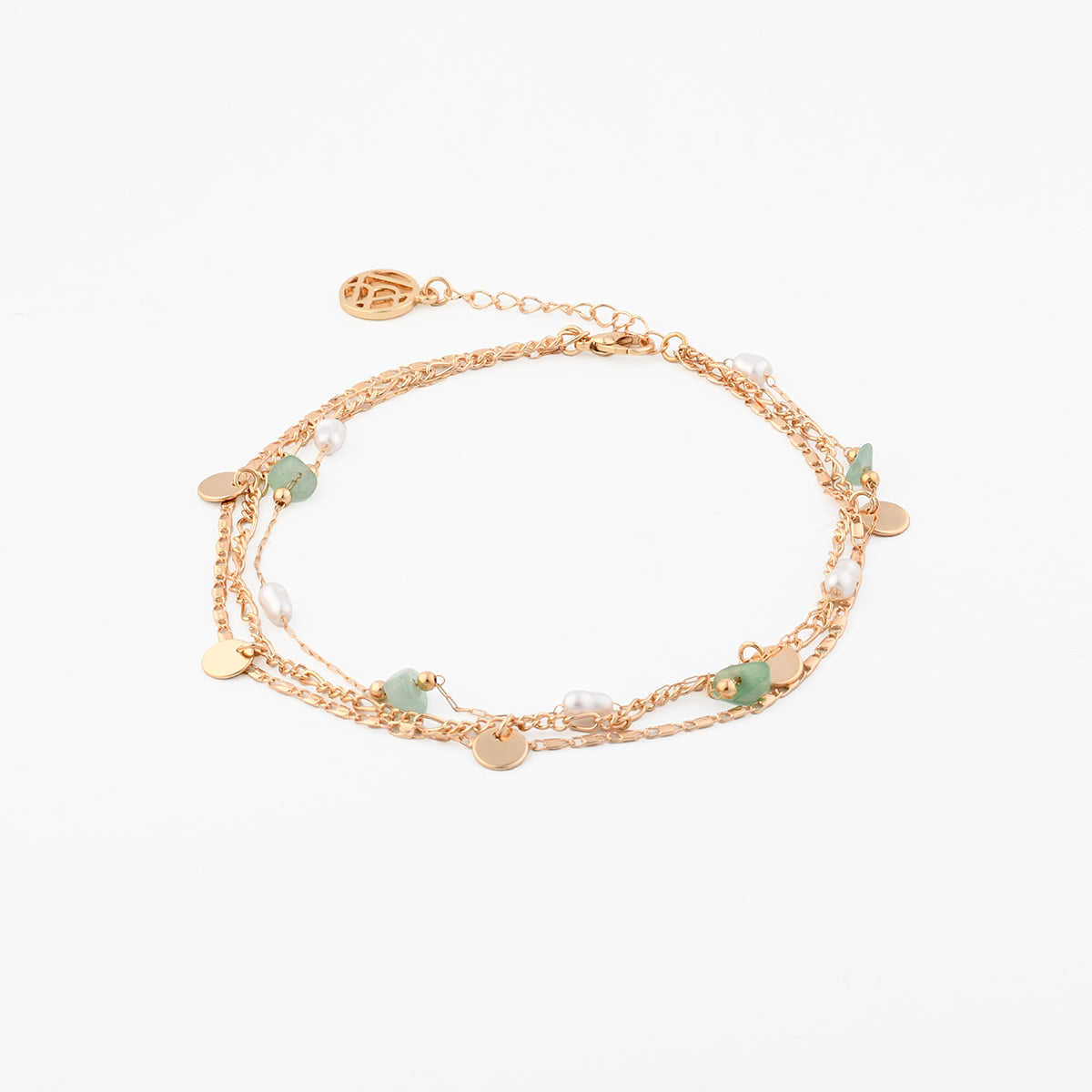 Chaine de cheville multi chaine et pierre d'Aventurine