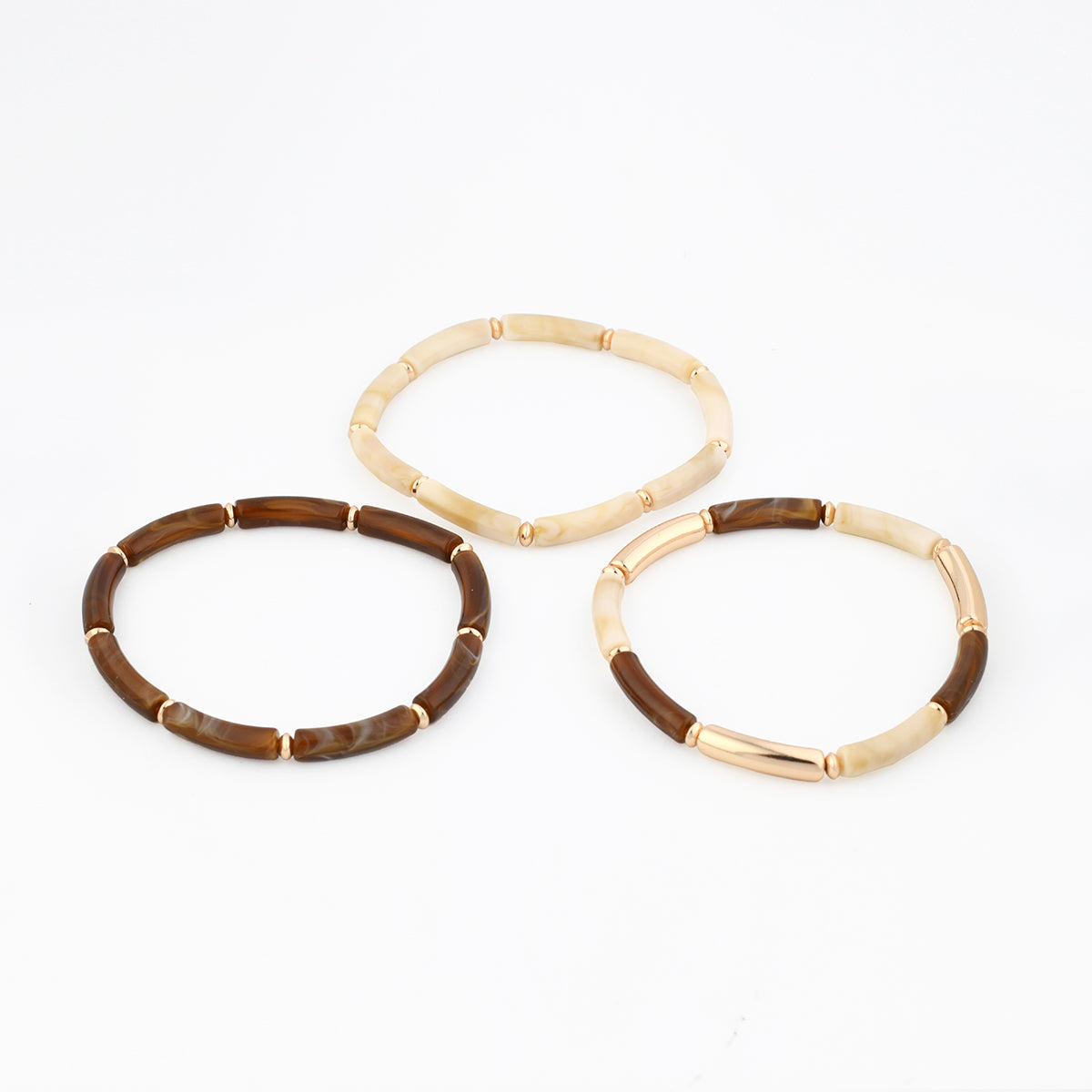 Set x3 bracelets tubes ivoire et marron