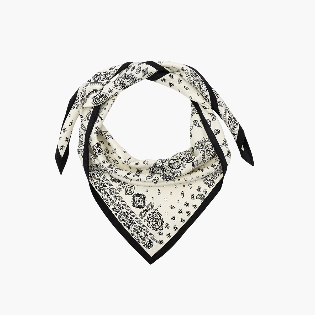 Foulard triangle motif bandana noir et blanc