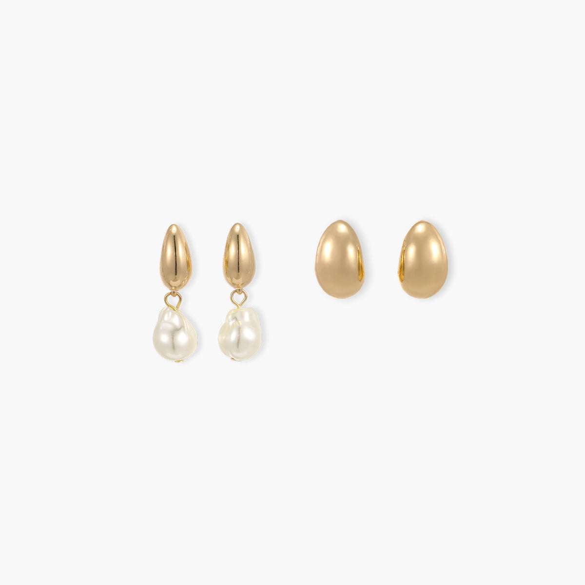 Set de 2 créoles goutte et perles