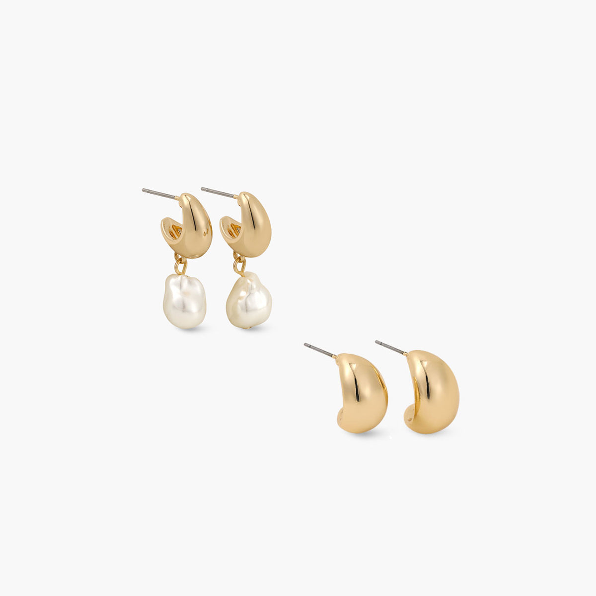 Set de 2 créoles goutte et perles