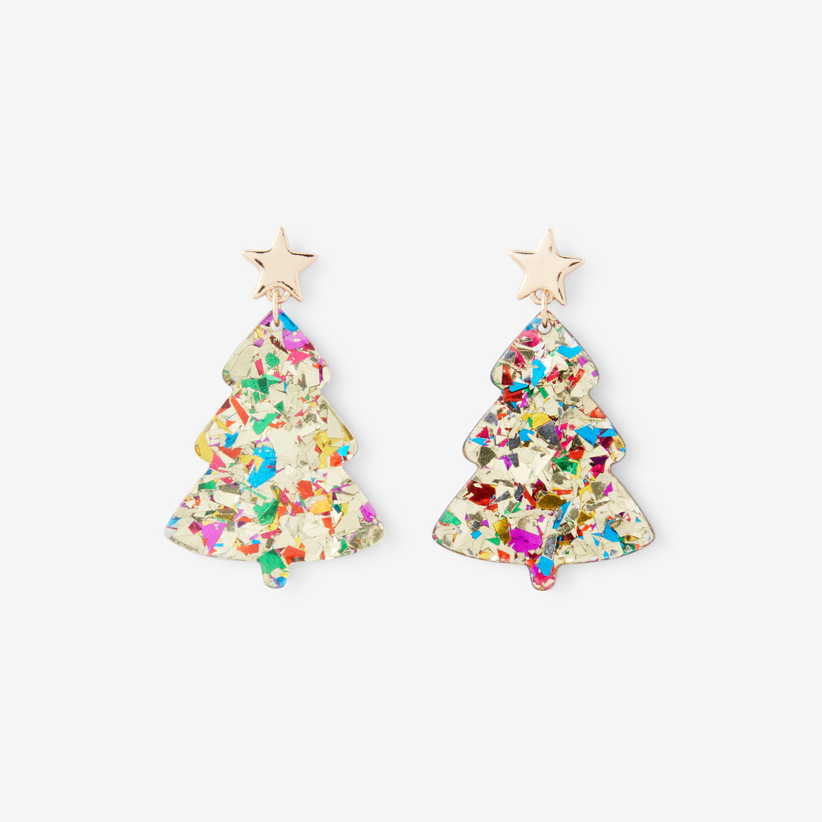 Boucles d'oreilles sapin pailletées multicolores