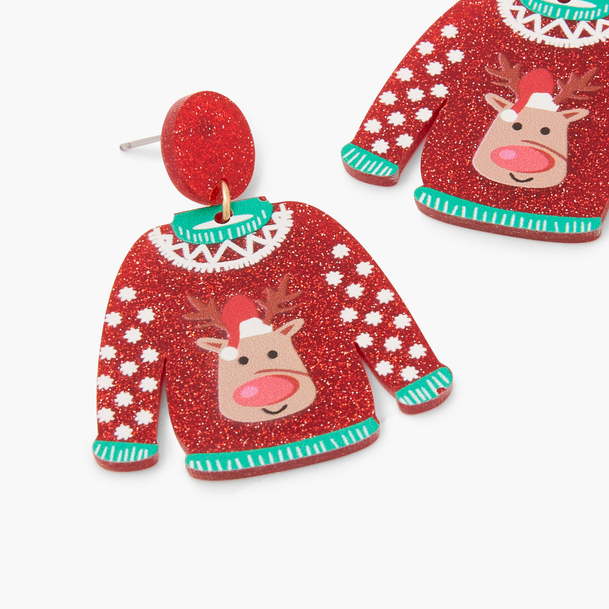 Boucles d'oreilles pull de Noël
