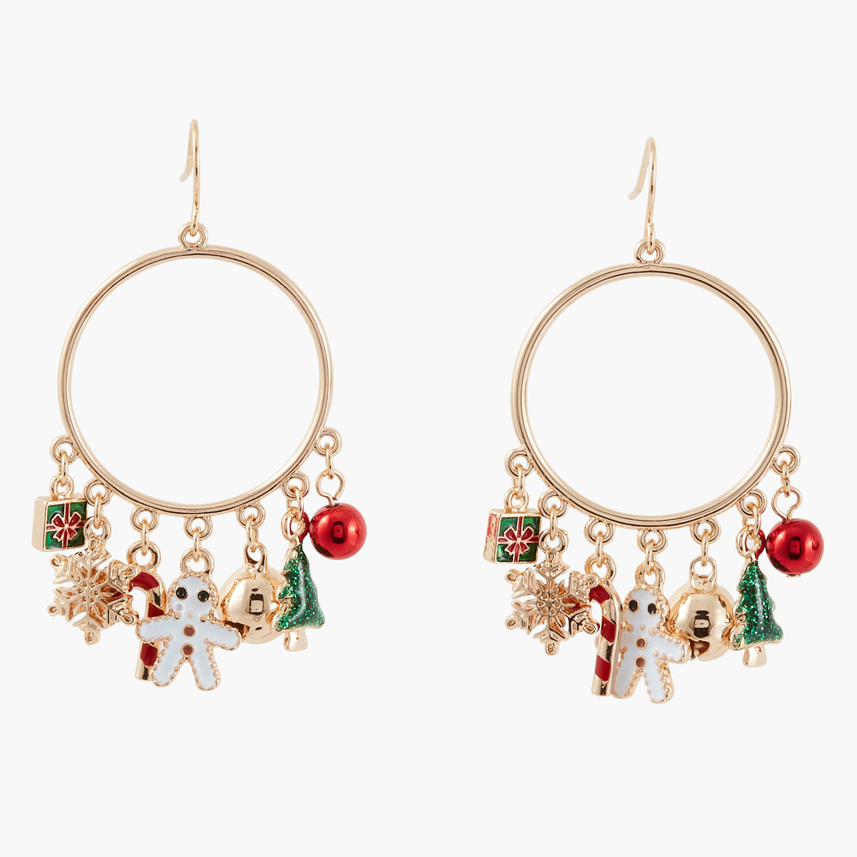 Boucles d'oreilles longues avec pampilles de Noël