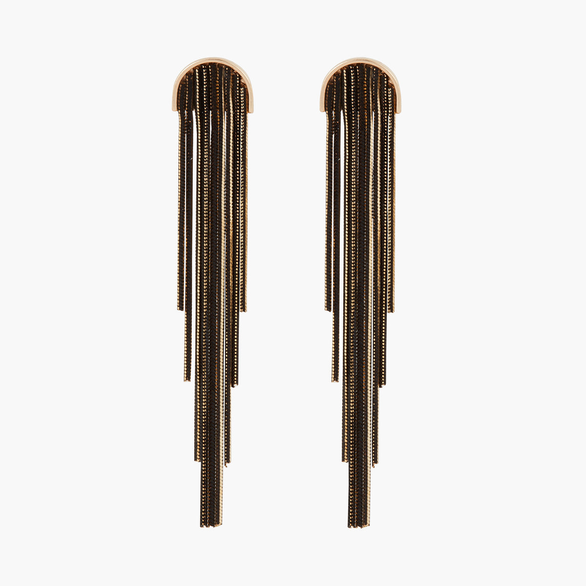 Boucles d'oreilles longues chaînes noir et doré