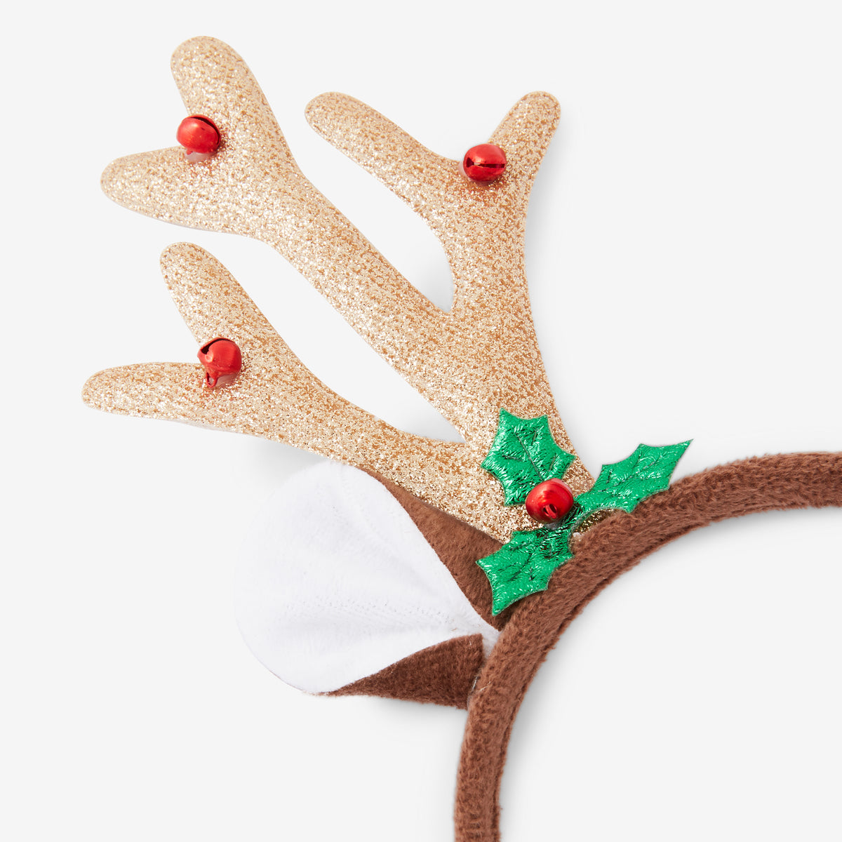 Serre-tête cerf de Noël dorés à grelots