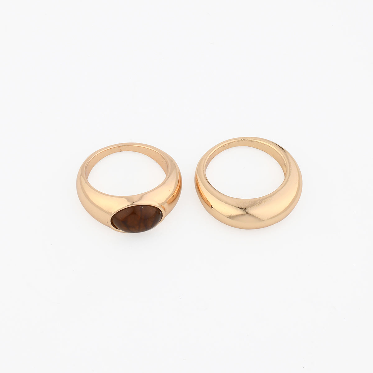 Set de 2 bagues dorées et marron