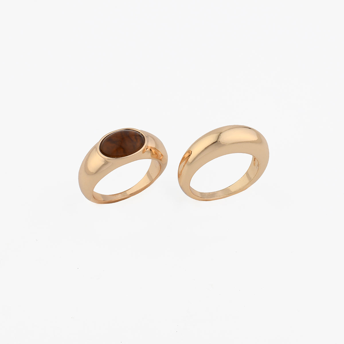Set de 2 bagues dorées et marron