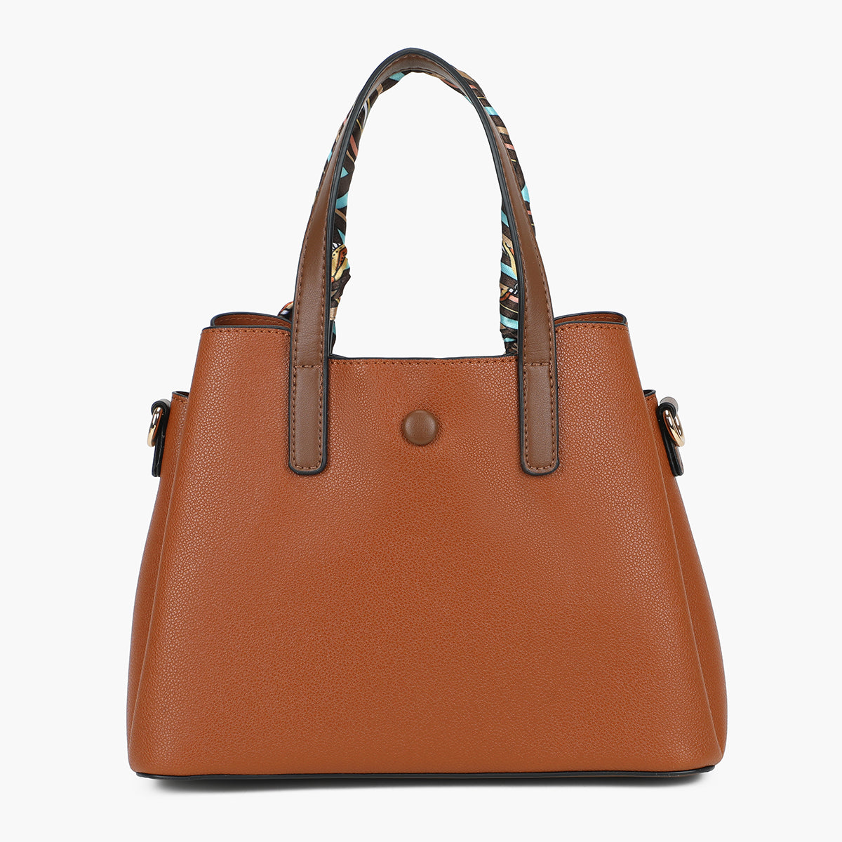 Petit sac à main camel effet grainé avec foulard