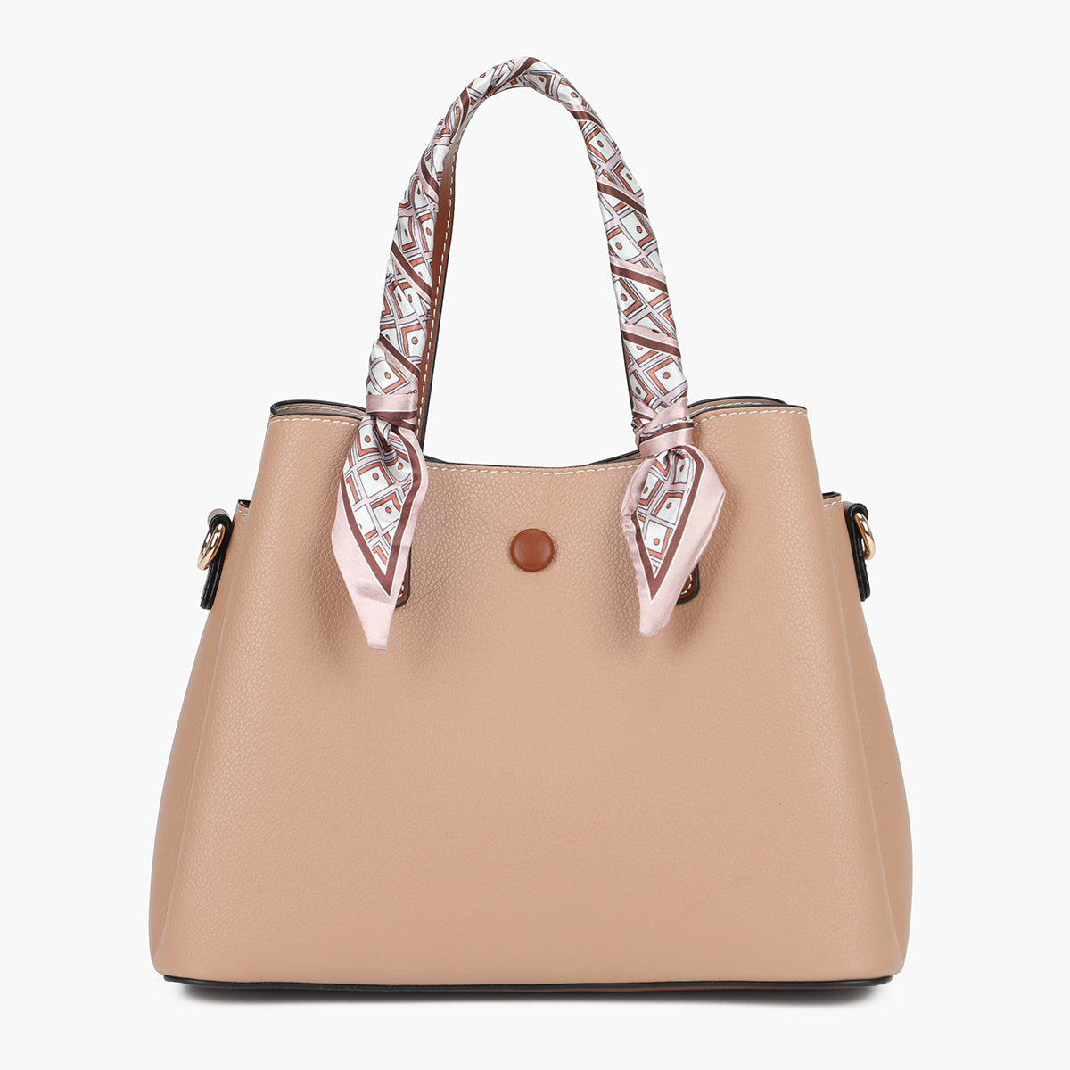 Petit sac à main nude effet grainé avec foulard