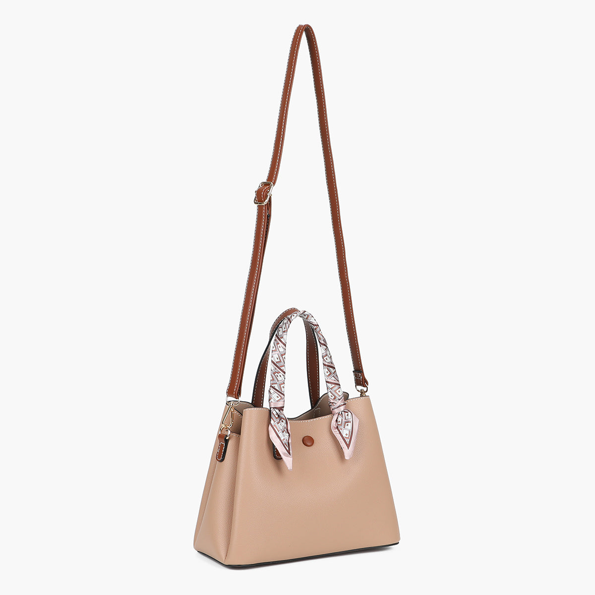 Petit sac à main nude effet grainé avec foulard
