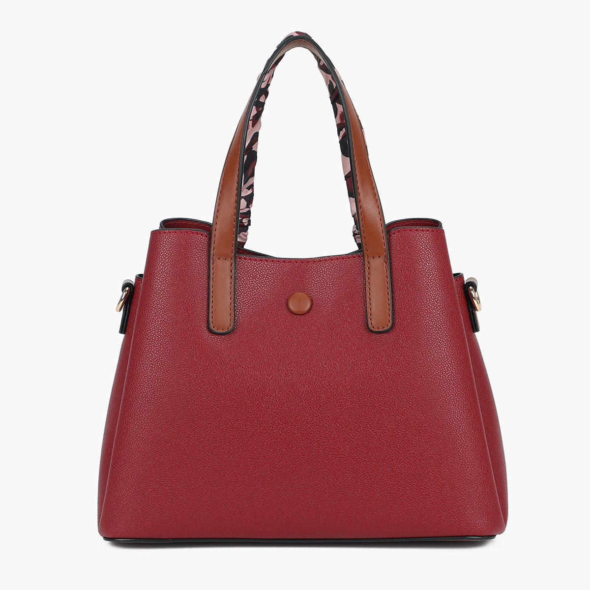 Petit sac à main bordeaux effet grainé avec foulard