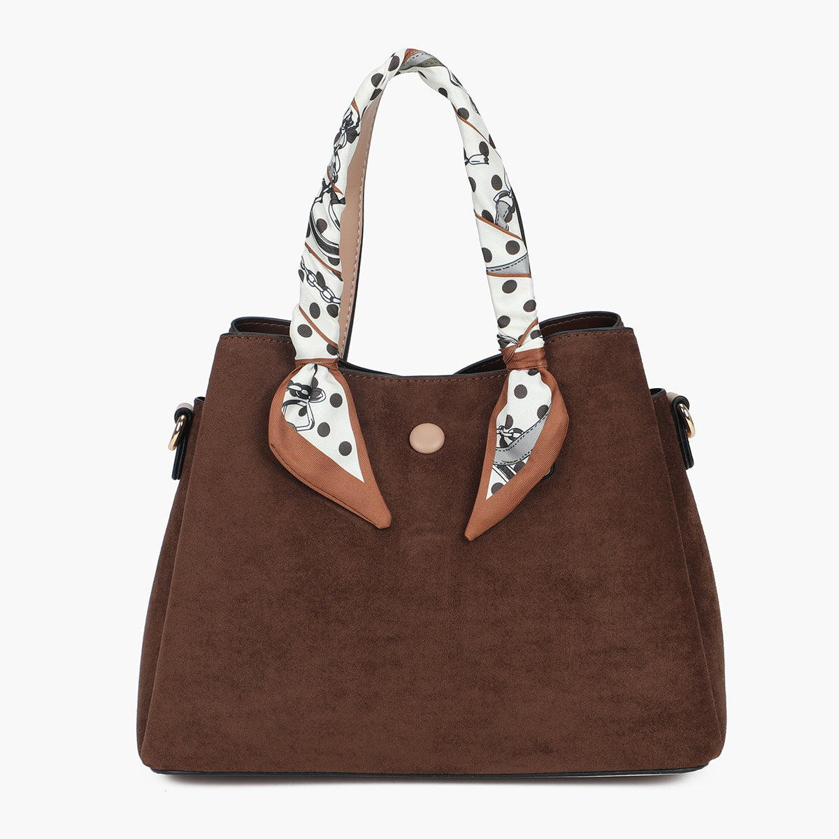 Petit sac à main marron en suédine avec foulard
