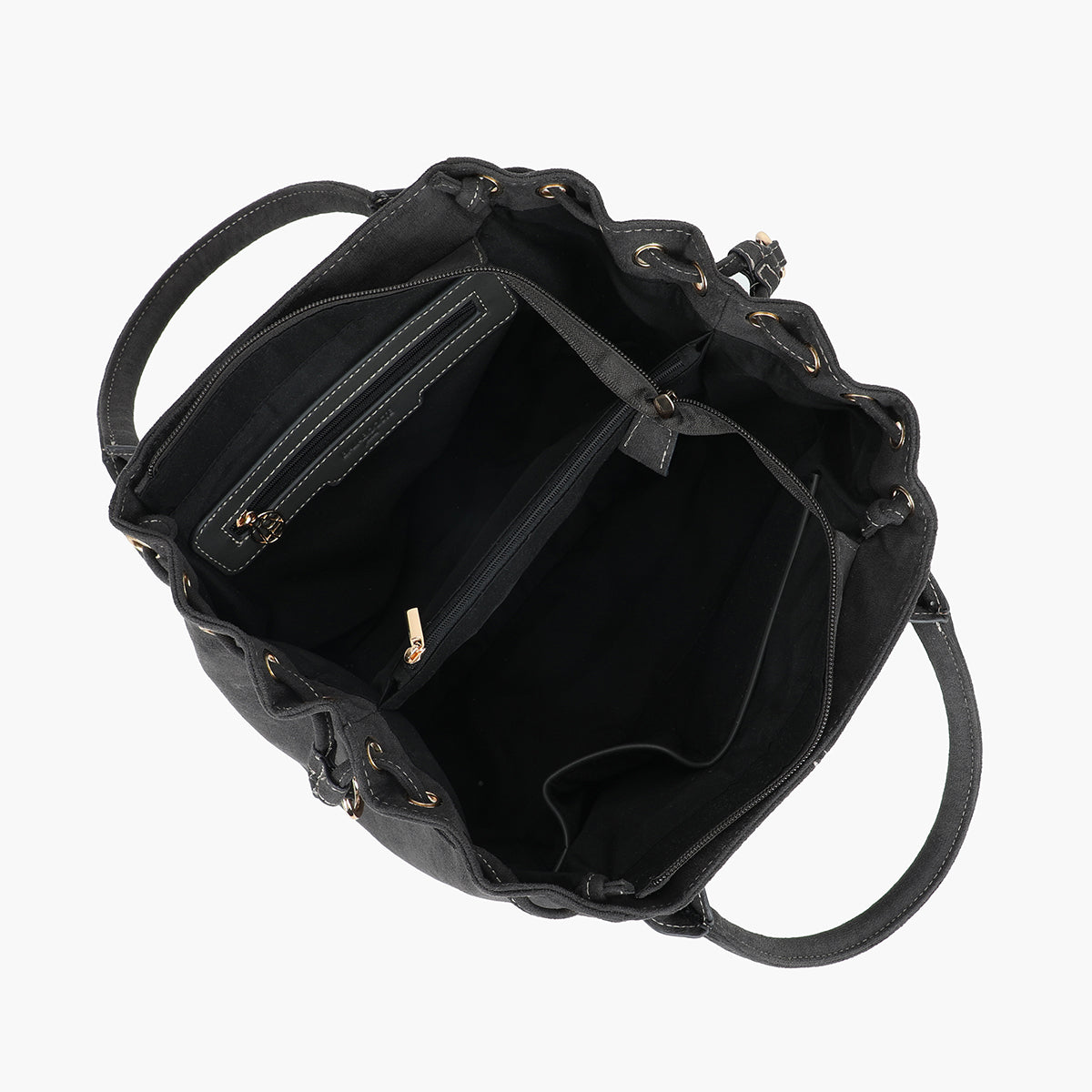 Sac bowling en suédine grise