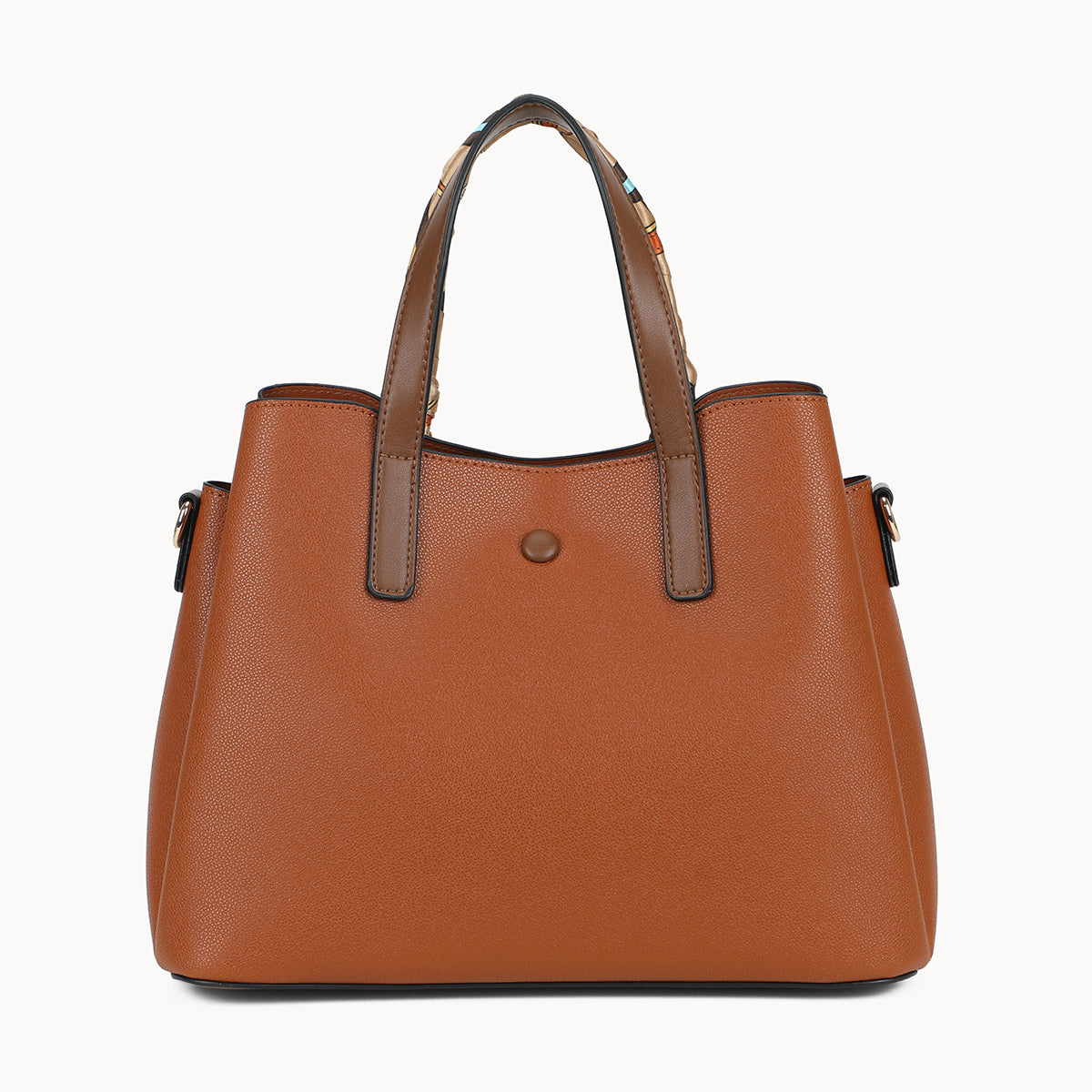 Grand sac à main camel effet grainé avec foulard