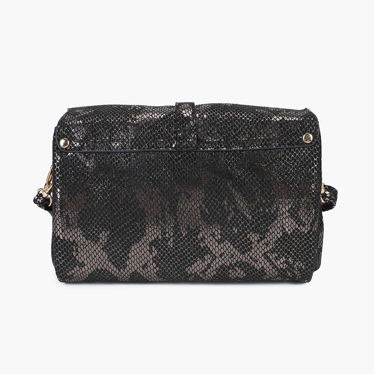 Sac porté croisé effet python noir