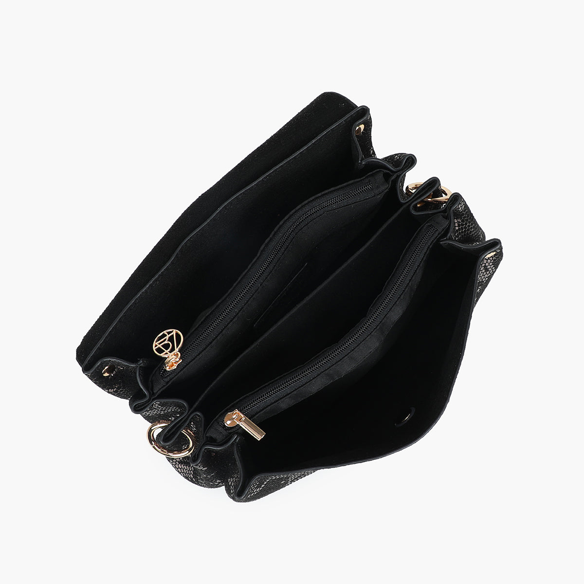 Sac porté croisé effet python noir